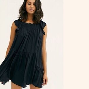 Intimately Free People Black Ruffle Slip Dress